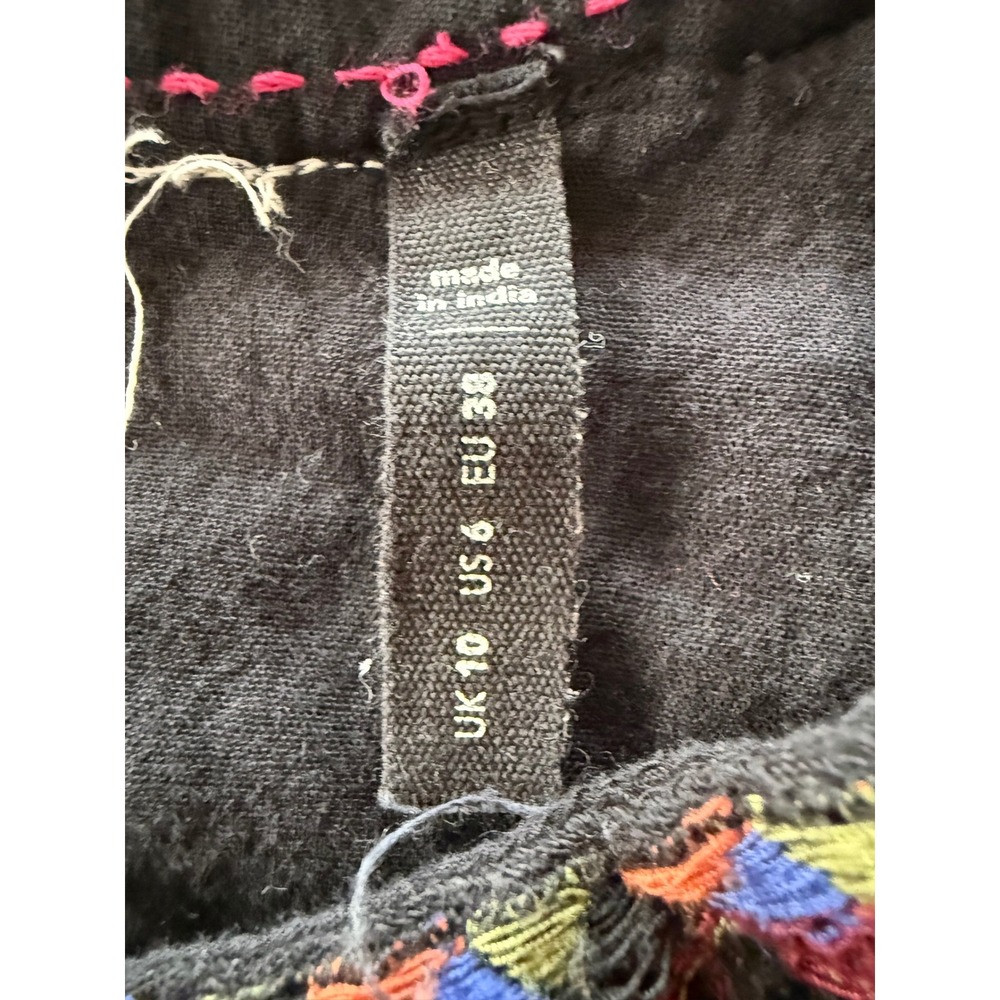 Anthropologie Akemi+Kin Mesa Black Embroidered Top Size 6 Boho Festival Peasant - Picture 7 of 9
